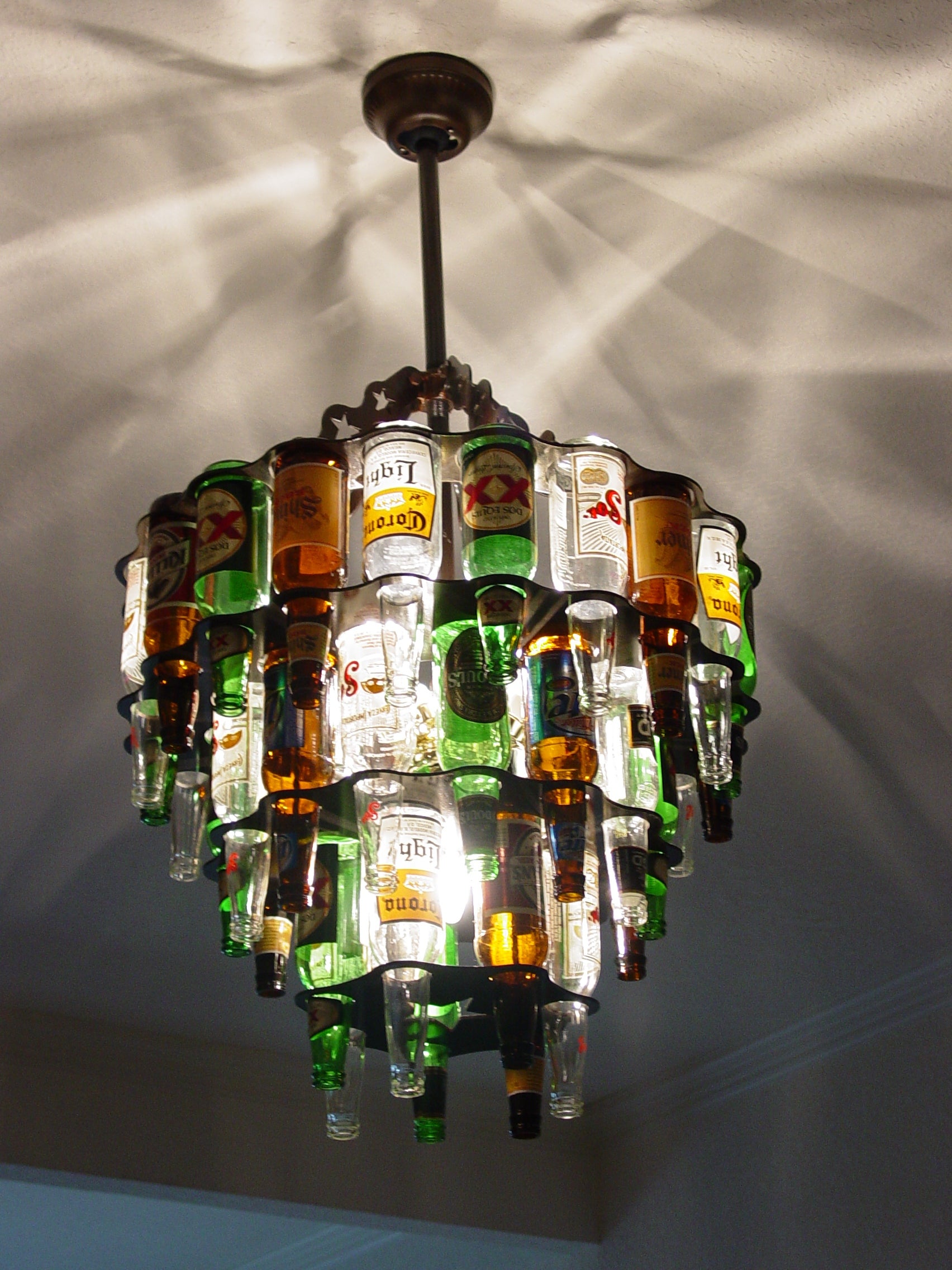 3 Tier Beer Bottle Chandelier
